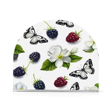 Imagem de Qilmy Suporte de guardanapo, porta-guardanapos de acrílico transparente borboleta para mesa, suporte de guardanapo de coquetel de papel de seda para cozinha, dispensador de guardanapos de jantar para