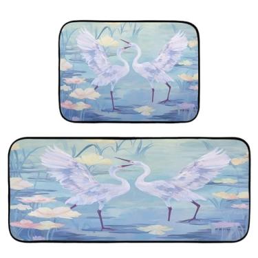 Imagem de Wassud Tapetes de cozinha brancos dançantes para decoração de casa tapetes de cozinha acolchoados antifadiga tapetes de cozinha antiderrapante lavável essencial de cozinha conjunto de 2