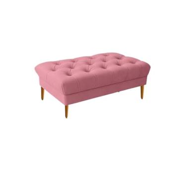 Imagem de Puff Retrô Luiz XV Capitonê Retangular 100 Cm Estofado Decorativo Sala De Estar Suede(Rosa)