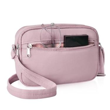 Imagem de Bolsa transversal pequena para mulheres, mini bolsa transversal inchada, bolsa de ombro, carteira de viagem com compartimentos de bloqueio de RFID, rosa, Small