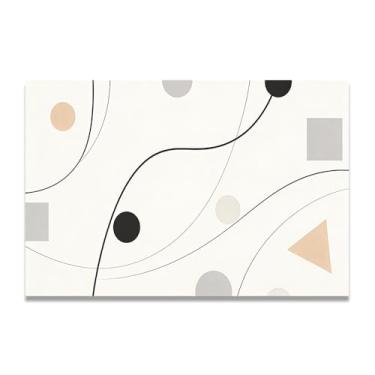 Imagem de LKXGRRSFG Formas simplificadas Arte em tela minimalista: Serenidade tons neutros grande área em branco para decoração de espaço calmo 60 x 75 cm sem moldura