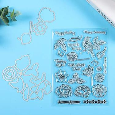 Imagem de AYNEFY Diário Folha Flor Carimbo Transparente Borracha Artesanal Carimbo Transparente DIY Diário Folha Flor Pássaro Padrão para Álbuns Cartões de Felicitações Convites Envelopes Outros Colecionáveis