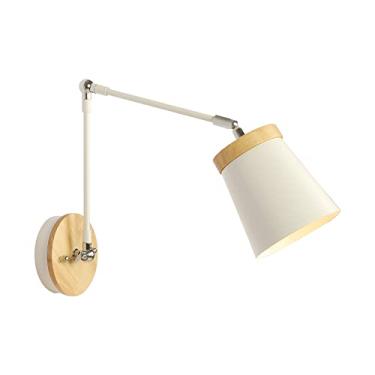Imagem de Luminária de parede de madeira com braço articulado, ajustável, para quarto, cabeceira, leitura, restaurante, sala de estar, escritório ou café.