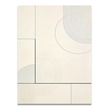 Imagem de LKXGRRSFG Linhas e brancura arte em tela minimalista: tons neutros serenidade grande área em branco para decoração de espaço calmo 11,20 x 45 cm sem moldura