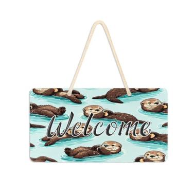 Imagem de Burbuja Placa de boas-vindas Ottars para porta da frente, placa de boas-vindas de PVC para decoração de férias de casa de fazenda, 15 x 28 cm