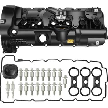 Imagem de Orceed Tampa da válvula do motor, adequada para BMW 2.5L/3.0L, 125i, 128i, 130i, 323i, 328i, 525i, 528i, 530i, X3, X5, Z4, E60, E70, E82, E83, E84, E89, E90, E92, com junta, parafuso, óleo Cap, OE 11