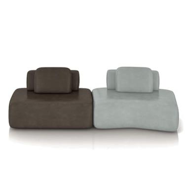 Imagem de Sofá Ilha Sala de Estar Dakota 2 Módulos 316cm Encostos Almofadas Soltas PU Marrom/Cinza G33 - Gran Belo