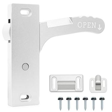 Imagem de JEINAPA Kit de substituição de maçaneta de porta de tela de trailer completo de alumínio para trailer, trailers e portas interiores de motorhome (alça direita, prata)