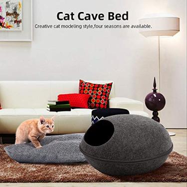 Imagem de Cama de Gato Pet Cave para Gatos Filhotes Pets Abrigo Espaçoso Feltro com Almofada Quente e Confortável Design Zíper Fác