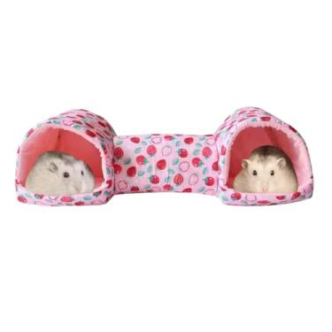 Imagem de Túneis e tubos de hamster, brinquedo dobrável de túnel de atividades de pequeno animal para bebês porquinhos-da-índia, coelho anão, hamster, ratos, esquilos, ouriço (rosa)