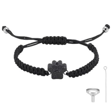 Imagem de UNICRAFTALE Pulseira ajustável para animais de estimação 3/4~7.6 cm, joia de cremação de aço inoxidável 304 com design de impressão de pata, kit completo de ferramentas para cinzas, presente de