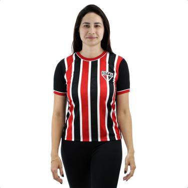 Imagem de Camisa Braziline São Paulo Classmate Preto e Vermelho - Feminina-Feminino