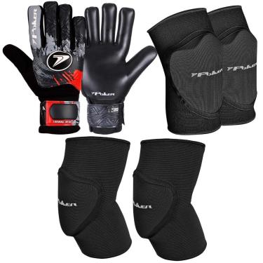 Imagem de Kit Luva de Goleiro + Cotoveleira Joelheira Indoor Poker-Unissex