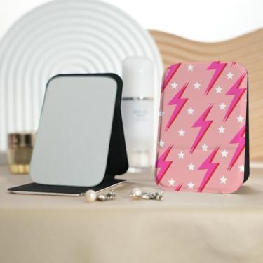 Imagem de Espelho de maquiagem portátil Millennium Style Lightning, mini espelho de maquiagem portátil dobrável, espelho de contorno quadrado portátil com flip vertical, adequado para todos em várias ocasiões