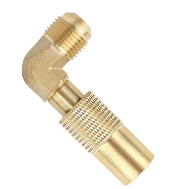 Imagem de Adaptador de cotovelo de propano, latão macho de 9,5 cm alargador RV propano refil adaptador rápido acessórios de conversão de baixa pressão compatíveis com Blackstone 43.2 cm e 55.9 cm Camping