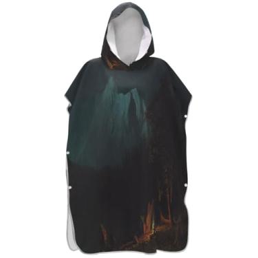 Imagem de Joisal Poncho de surf de secagem rápida para mudança de roupão adulto toalha de banho com capuz paisagem bonita impressão de montanha ponchos de praia para homens