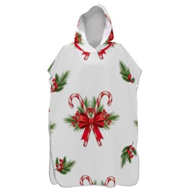 Imagem de Joisal Poncho de surfe trocador de roupão adulto praia com capuz toalha de banho leve laço de Natal branco ponchos femininos com capuz
