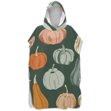 Imagem de Joisal Poncho de surf colorido verde abóbora para adultos trocador de roupa de praia com capuz toalha de natação plus size ponchos femininos com capuz
