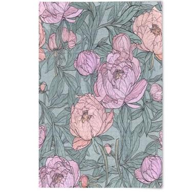 Imagem de Quebra-cabeça vibrante com imagem floral de peônia rosa 500 peças para adultos presentes para amantes família quebra-cabeças arte divertida adultos flor pintura animal, 500 peças, 52 x 37,8 cm