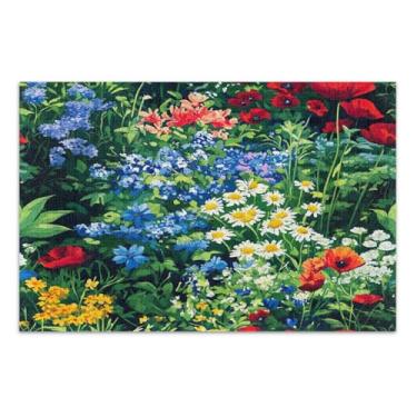 Imagem de Quebra-cabeças vermelhos de flores silvestres para adultos com letras nas costas, 1000 peças para adultos