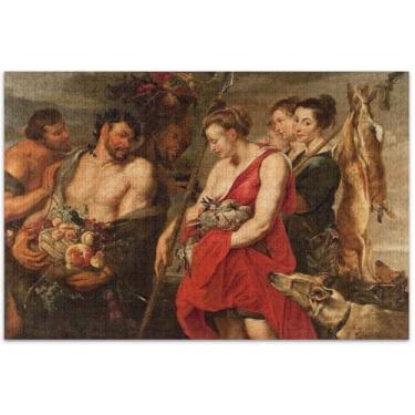 Imagem de Pintura personalizada Rubens Quebra-cabeças Diana Hunt para adultos Presentes de 1000 peças para jogo de elefante branco cena de inverno quebra-cabeças cenário paisagem, 75 x 40 centímetros