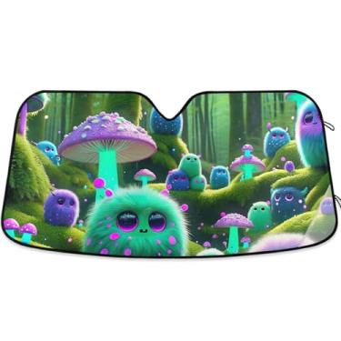 Imagem de Toldo de para-brisa de carro personalizado com estampa de monstro bonito e retrátil dobrável para janelas dianteiras automotivas L, 144,8 cm x 80 cm