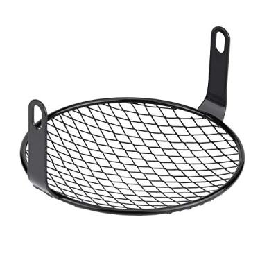 Imagem de Mingzhe Capa de Farol de Motocicleta 6,5 pol. Máscara Grelha Redonda Xadrez, Material Ferro, Estilo retrô Aprimora a Aparência Vintage, Fácil Instalação, (Grade inclinada)