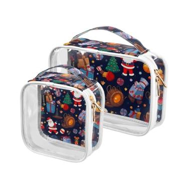 Imagem de GAIGEO Conjunto de bolsas de cosméticos transparentes de Natal, bolsas de maquiagem de plástico transparente com zíper, acessórios de viagem para cosméticos, pacote com 2, Itens de Papai Noel - 3, one