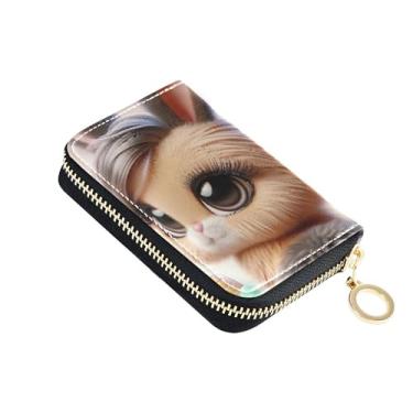 Imagem de Carteira feminina com zíper e porta-cartões com bloqueio de RFID, pequena carteira para dinheiro com bolso para moedas, coelho kawaii, coelhinho