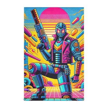 Imagem de Joisal Urban Art Robot Toalhas de chá de mão fofas toalhas de prato decorativas para panos de prato de cozinha absorventes 45 x 71 cm, pacote com 6