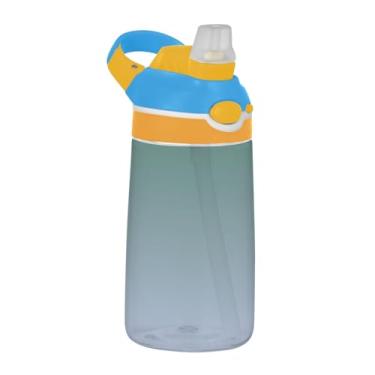 Imagem de Garrafa de água infantil verde lavanda azul gradiente com canudo 473 ml Tritan 473 ml garrafa de água de plástico à prova de vazamento, copo infantil portátil, reutilizável, alça de transporte