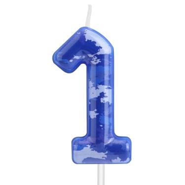 Imagem de Velas Aniversário Número Camuflado, Velas Camo Topper de Bolo Tema Exército para Meninos Decorações Festa Aniversário Camo Suprimentos Festa Tema Caça (Número 1)