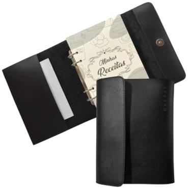 Imagem de Pasta Executiva Agenda Em Couro Fichário Com Refil Minhas Receitas A5 Raffai Personalizada (Preto)