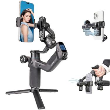 Imagem de FeiyuTech Estabilizador SCORP Mini 3 Gimbal para smartphone, módulo de rastreamento de IA integrado e ventilador de resfriamento, gimbal de telefone de 3 eixos de carga útil de 2 kg com design de