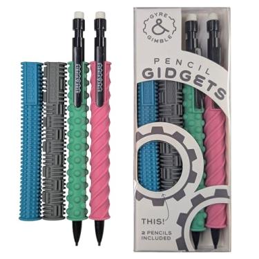 Imagem de Gyre & Gimble Lápis Gidgets – Estojo de silicone texturizado para inquietação silenciosa – Transforme seu lapiseira em uma ferramenta sensorial para TDAH para crianças e adultos – 4 mangas e 2 lápis