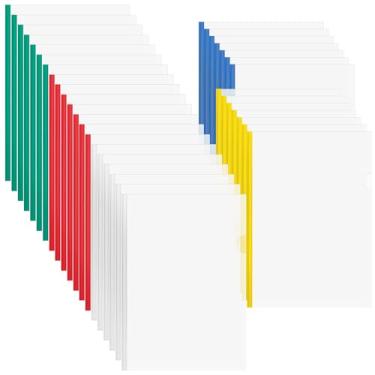 Imagem de 100 capas de relatório com barra deslizante - fichários de documentos de plástico de 5 cores, capas de relatório transparentes para pasta de apresentação de papel A4, escola, escritório, organização