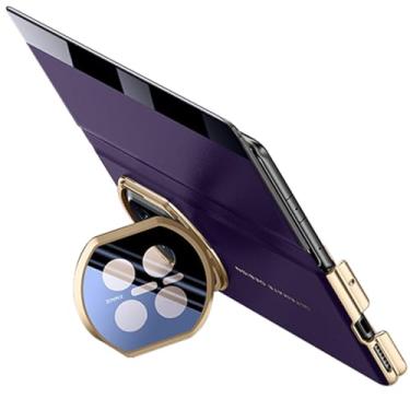 Imagem de LTLMYDAM Capa estilo empresarial para Huawei Mate X7, capa flip de couro com suporte de câmera, textura lichia e capa de hibernação inteligente, roxa, X7