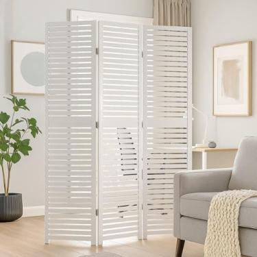 Imagem de Biombo Decorativo MDF Madeira Clara - Divisória de Ambientes Dobrável, Ideal para Sala, Quarto e Home Office, Separador Estético e Prático (Branco)