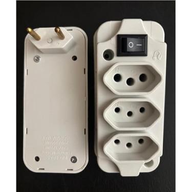 Imagem de Adaptador Elétrico com 3 Tomadas e Interruptor, Branco, 10A, Plug 2 Pinos