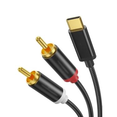 Imagem de Cabo de áudio USB C para R-CA de 1,8 m, divisor Y R-CA para 2 machos, adaptador RCA para USB C para iPhone 16 série 15, Galaxy S23, Home Theater, DVD, amplificador, alto-falante, estéreo de carro