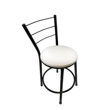 Imagem de Banqueta Baixa Banquinho Com Encosto Para Cozinha Bar Balcão Varanda A