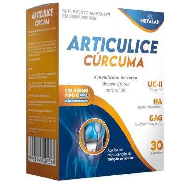 Imagem de Colageno Tipo 2 Curcuma GAG Acido Hialuronico Glucosaminoglicanos Colágeno Tipo I Não Desnaturado Não Hidrolisado Articulice Curcuma 30 Cp Articulacoes Formula Completa Tecnologia Exclusiva