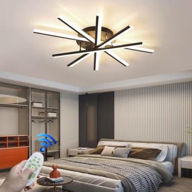 Imagem de Luminária de teto moderna e regulável para sala de estar, com formato linear irregular, corpo em alumínio criativo e personalidade, com controle remoto para iluminação de restaurantes, quart