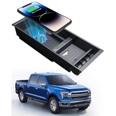 Imagem de CarQiWireless Carregador sem fio para F150 2009-2023, caixa organizadora de console central para acessórios Ford F150 F-150 2009 2010 2011 2012 2013 2014 2015 2016 2017 2018 2019 2020202020202020202020202112022 2023 2015-2018