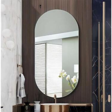 Imagem de Espelho Decorativo Oval de Parede Para Banheiro Sala Hall - Demoglass,