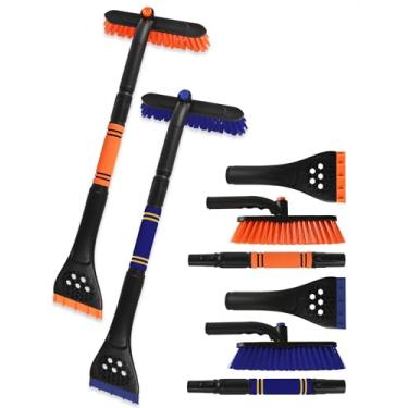 Imagem de Raspadores de gelo extensíveis de 86.4 cm para para-brisa de carro Escova de neve 2 em 1 para carro Raspador de neve para carro Raspador de neve e drush com aderência ergonômica de espuma para carros