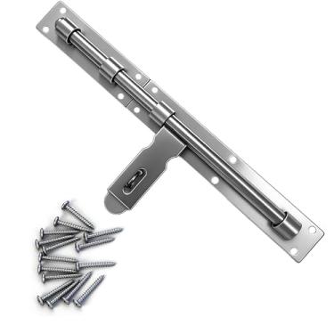 Imagem de Trava de porta de parafuso deslizante, 43 cm, engrossada para grandes portões de madeira/metal, montagem facial, solda/parafusos no lado esquerdo/direito, trava de portão de cerca, fechadura de porta