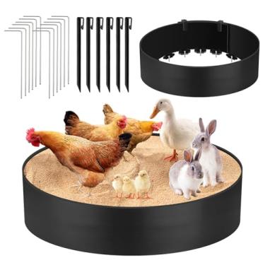 Imagem de Kalolary Banheira de pó de frango, 94 cm P x 19 cm A banho de poeira ajustável para galinhas com design sem fundo, recipiente de banho de pó de galinheiro recipiente de limpeza de galinheiro