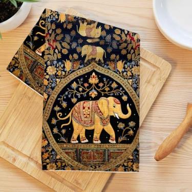 Imagem de Toalhas de cozinha de elefante vintage, elefante floral exótico decorativo pano de prato de microfibra absorvente toalha de chá, toalhas de mão macias de waffle para decoração de casa de banho