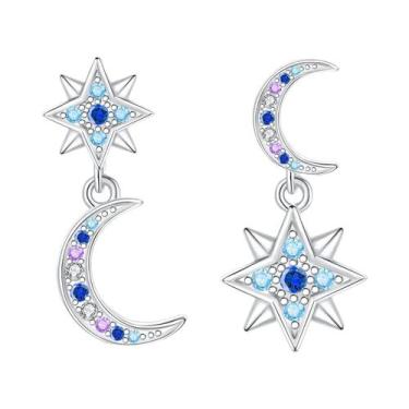 Imagem de Brincos De Argola De Coração Com Pérola Lunar E Cristal Em Prata Ester